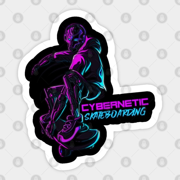 Cybernetic Skateboarding Sticker by Impulse Graphics